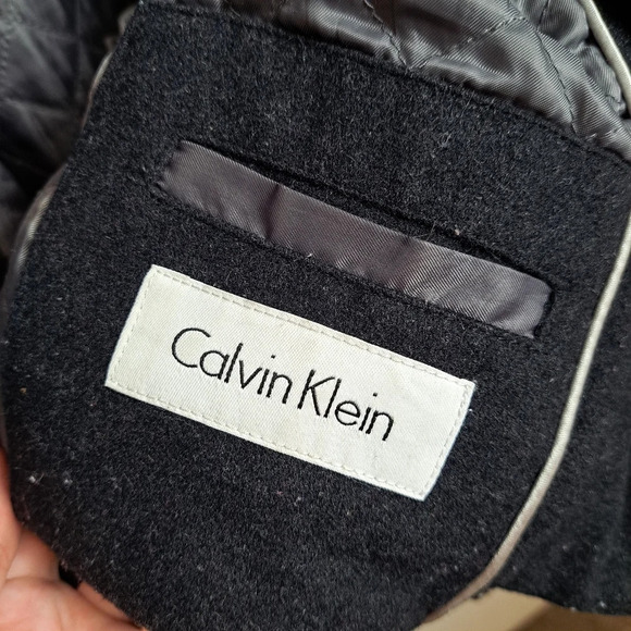 Calvin Klein Grey Wool Double Zipper Mock Neck Quality Jacket Coat Size 2XL - Picture 10 of 12